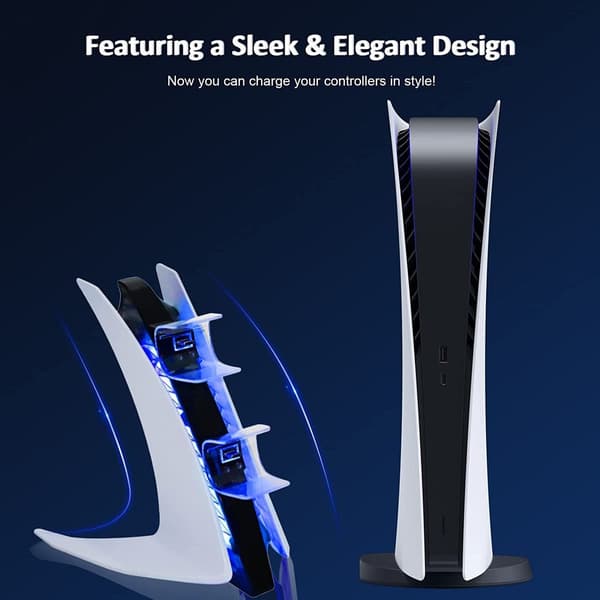 PS5 controller-opladningsstation, LED-displaybeskyttelseschip-opladningsstation