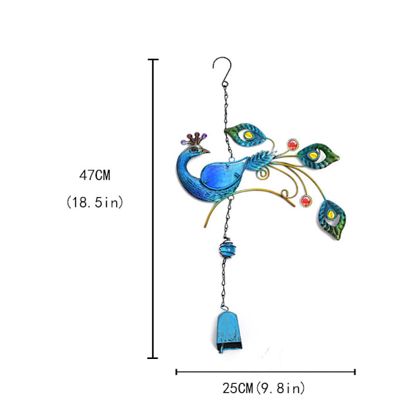 Värikäs Peacock-riipuskellotuulipeli sisä- ja parvekkeelle