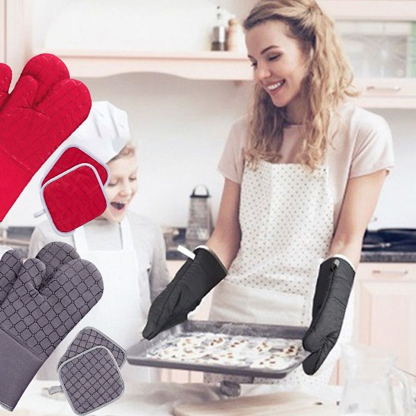 Köksugnshandske, hög värmebeständig, 500 grader, extra röd KLB
