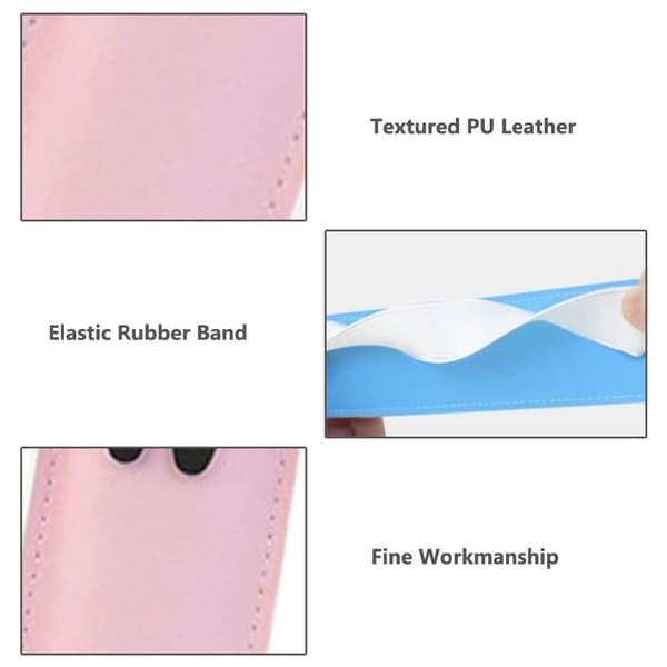 2 stk. Penneholder Pen Etui Læder Tilbehør Elastisk Blå + Pink KLB