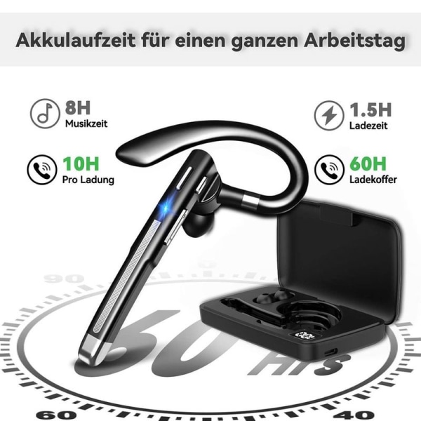 Bluetooth-headset med mikrofon, Bluetooth-headset 5.1 med CVC 8.0 dobbelt mikrofon LED