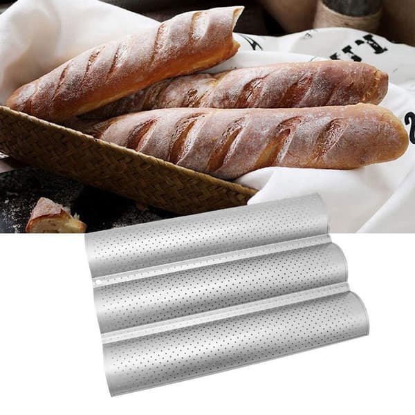 Perforerad baguetteform med non-stick-beläggning för bakning, silver KLB