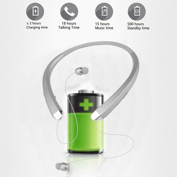 Bluetooth-hodetelefoner, trådløst nakkebånd-headset med sølv