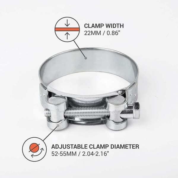 2-pack förstärkta slangklämmor för galvaniserade stålrör 52-55mm KLB