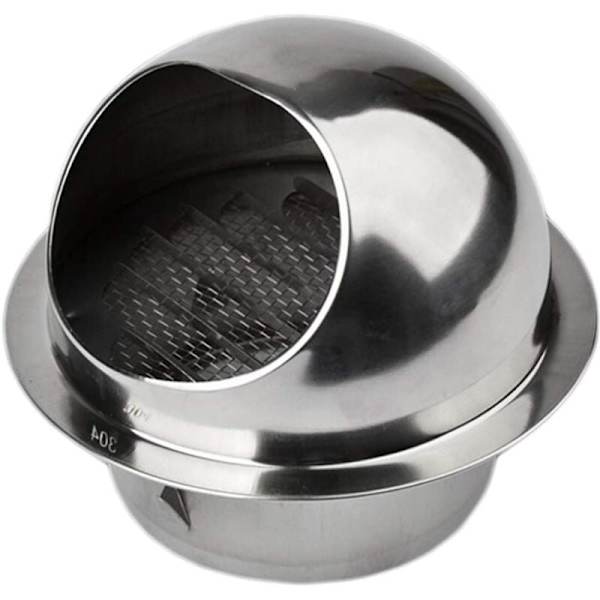 Pyöreä ilmanvaihtoventtiili, ruostumattomasta teräksestä valmistettu ilmanvaihtoventtiili hyttysverkolla, 100 mm (1 kpl) KLB