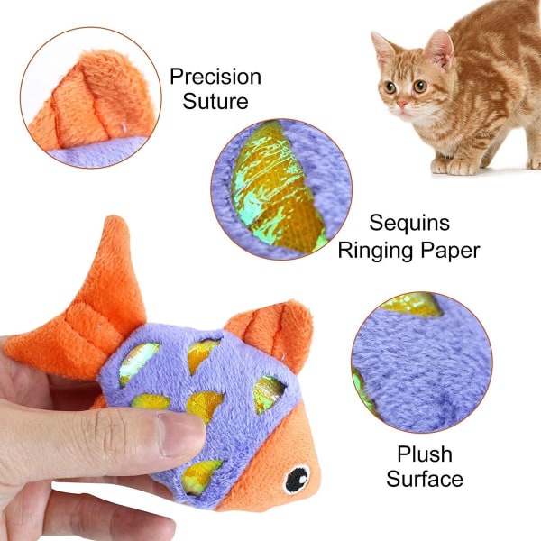 stykker kattelegetøj, killinger, fiskelegetøj, lyst papir til at tygge orange KLB