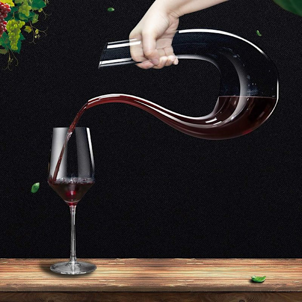 Vinkaraffel, 1,5 liter U-formet krystalglas vinflaskesæt, blyfri