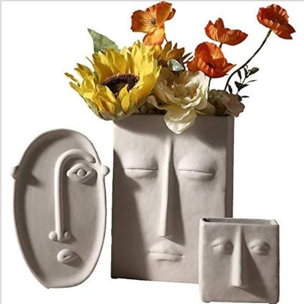 Keramisk vase moderne kunst kvinner abstrakt hode blomster vase
