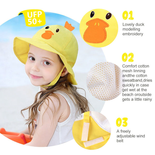 Ankan keltainen vauvan aurinkolippalakki unisex taittuva anti-uv aurinkosuojakausi aurinkolippalakki vauvan tyttö