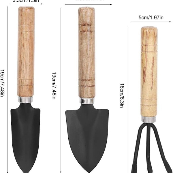 Hagespade hage- og spadeverktøysett 3 deler KLB