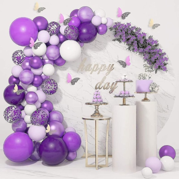 124 kpl purppuraa ilmapalloa garland arch set valkoinen violetti