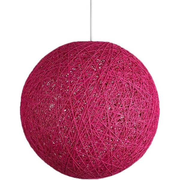 Sisal pendellampe Rund ball lampeskjerm rotting lysekrone, Diameter (Rose Red, 25cm)