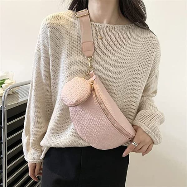 Crossbody väska dam midjeväska PU med plånbok, modern