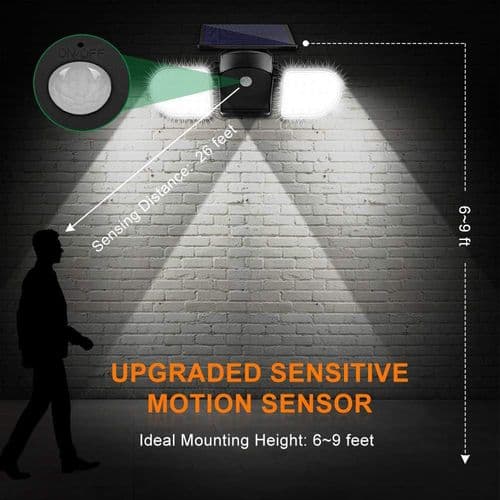 Utomhus solcellslampa rörelsesensor solcellslampa 56 LED vattentät IP65 med 2