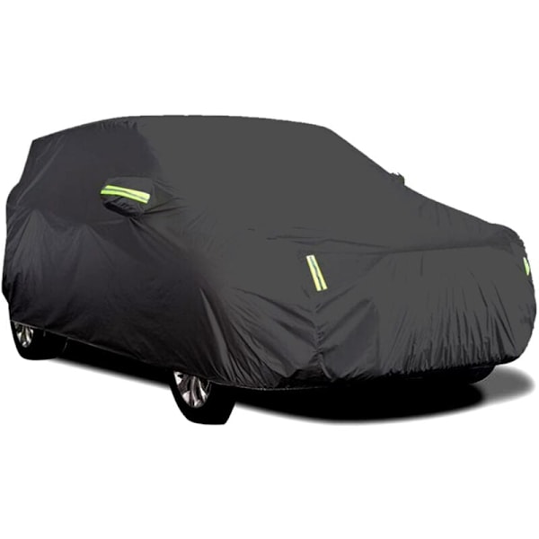 Outdoor Car Cover, Breathable, Anti-UV, Dust and Snow Resistant, with Fixed Buckle, Reflective Strip (Black, 4.9 x 1.8 x 1.5 m) KLB