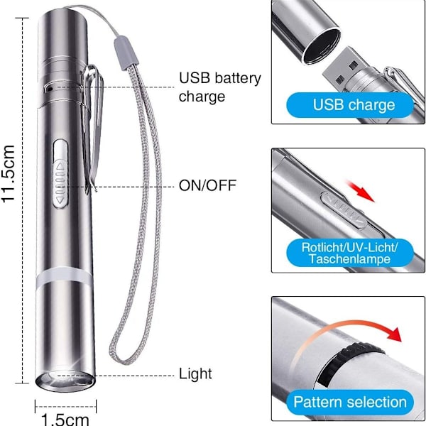LED-pekare, LED-pekare USB-laddningsbar interaktiv leksak för husdjur KLB