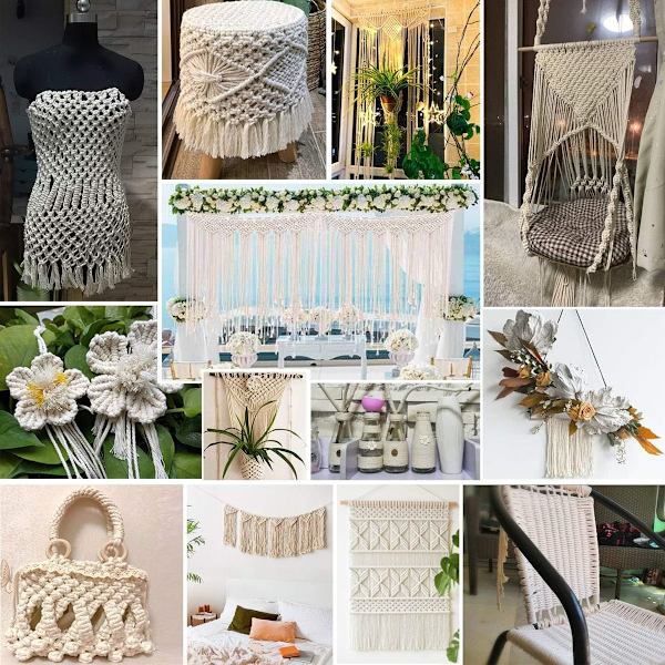 Naturligt bomullsgarn, macrame bomullsgarnshantverk, DIY-hantverk