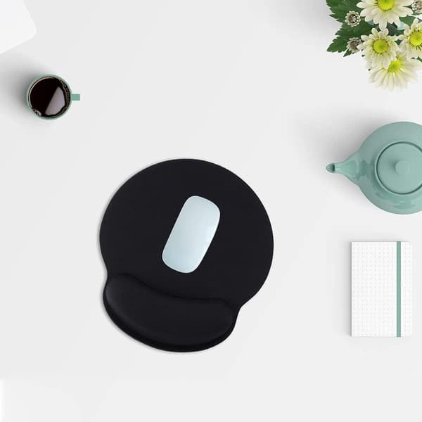 Ergonomisk svart musmatta med handledsstöd för dator,