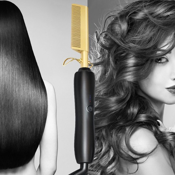 winnerruby Electric Hair Hot Comb suoristuskampa | Kulta/Musta