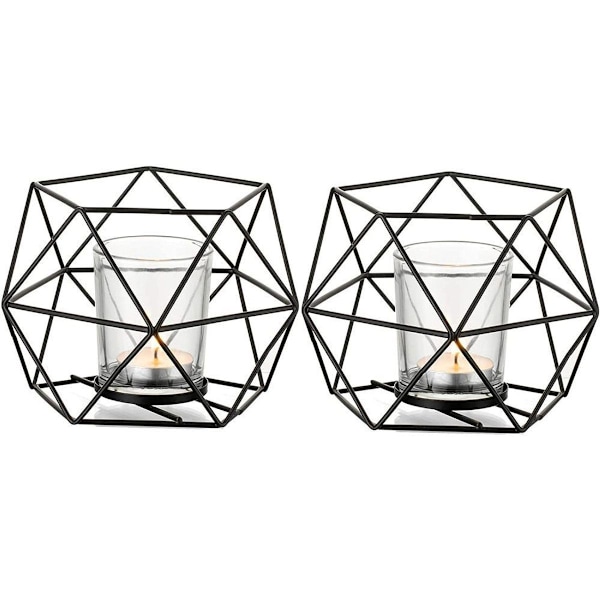 Tealight-hållare ljusstake metall - set om 2 geometriska tealights KLB