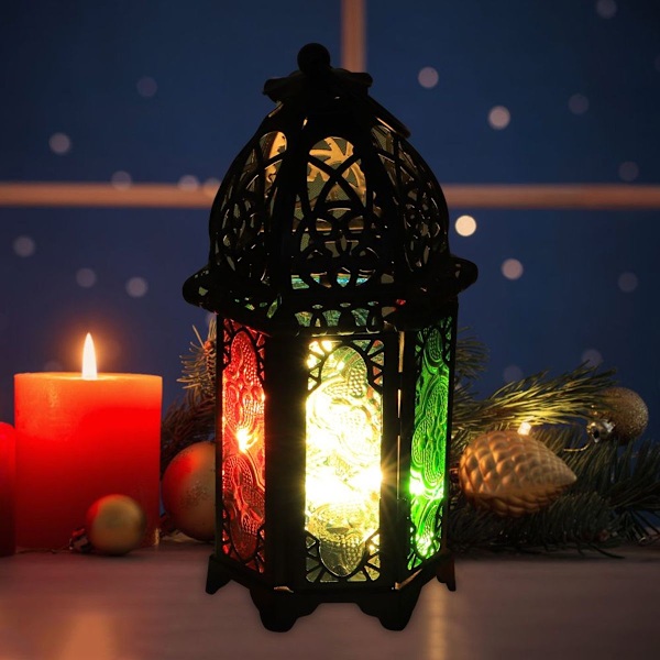 Vintage LED lanternelampe med udskåret hul jernlås KLB