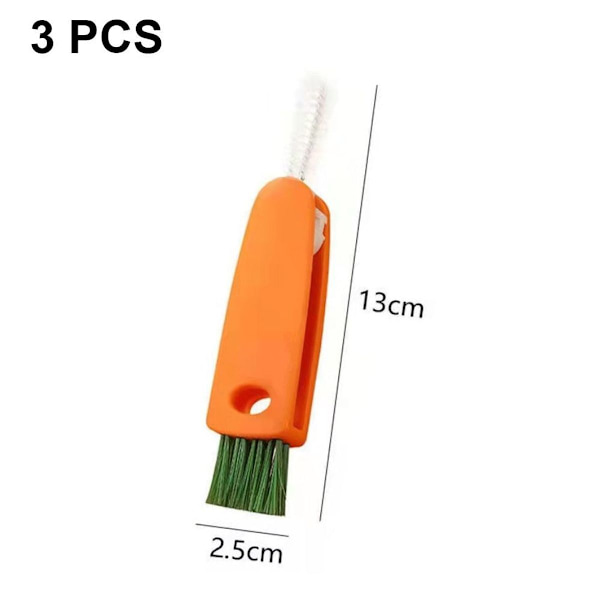 3 i 1 Flaskhals Rengöringsborste, 3 Flaska Nippel Rengöring Orange KLB