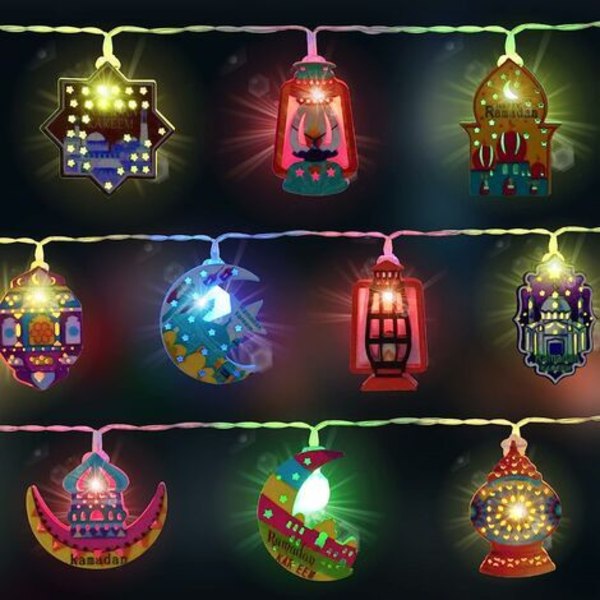Ramadan String Lights, 3M 20 LED USB Star Moon Lights Ramadan Light Decorations, Eid Mubarak Dekoration Color LED Muslim String Lights for Party Outdoor