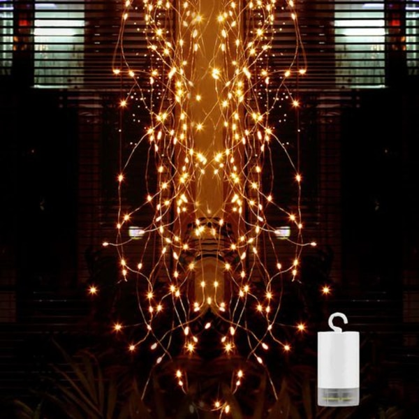 LED lysbundt, vandkande feelyss 8 modes 200 LED varm hvid