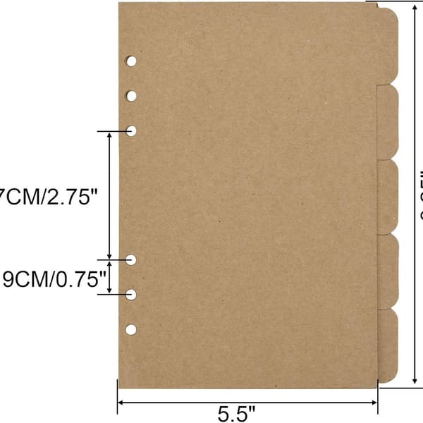 3-pack Kraft Etikettpapper A5 Storlek Notebook Index Insert Plan KLB