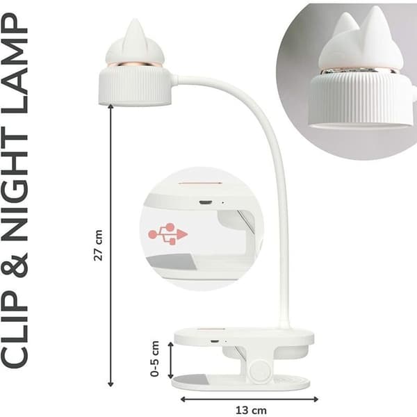 Fleksibel klipslampe med nattlys med USB-batterier/LED-leselys og SC-leselys