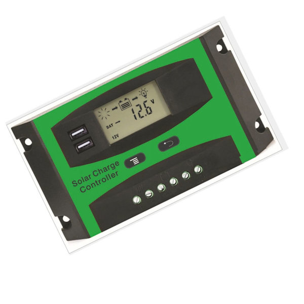 Solcelle-kontroller, dobbel USB LCD-skjerm, solcelleopplading, utlading KLB