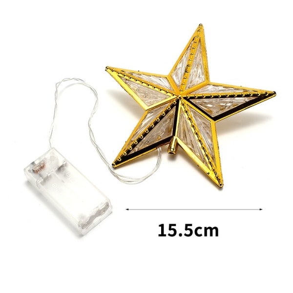 Joulukuusikangas muovinen tähti-LED-valo , USB käyttöinen Treetop-lamppu (lämmin valkoinen)