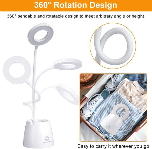 Skrivebordslampe, barneskrivebordslampe, LED-skrivebordslampe med 3 lysmoduser
