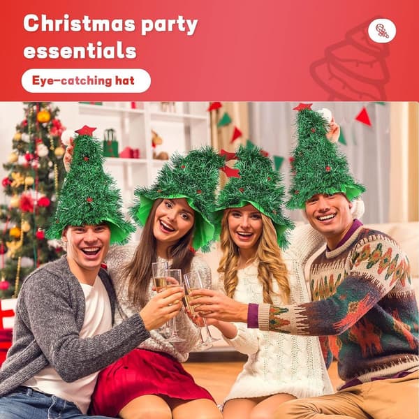 4-pack julgranshattar, roliga julgransformade tomteluvor KLB
