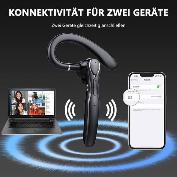Bluetooth-hodetelefoner, trådløse hodetelefoner med ladeboks, LED-skjerm, 15 timer