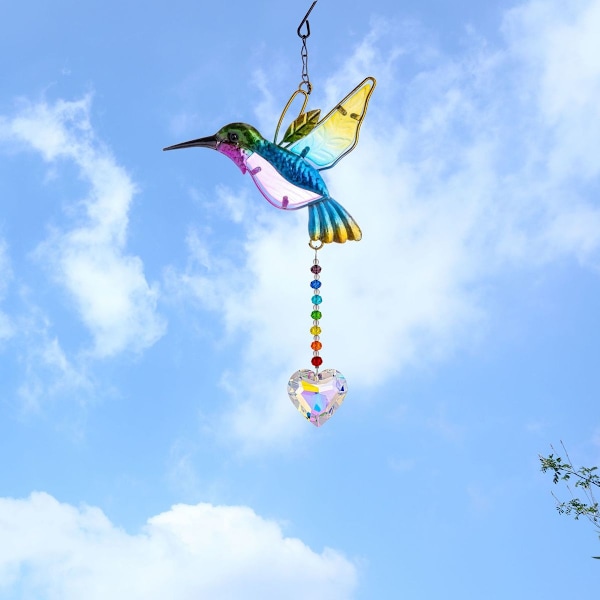 Värillinen lasilintu-ansojen riippuva prisma puutarhan koristeeksi kolibrille