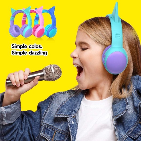 Bluetooth headset för barn med mikrofoner Lila för barn