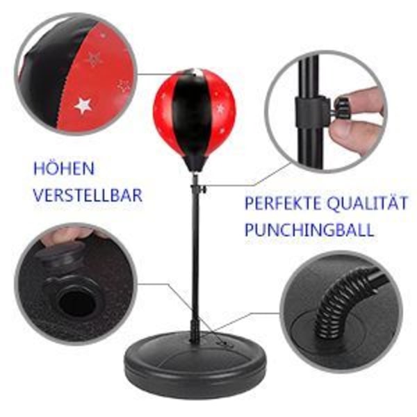 Abree Boxningssats med Punching Ball, Boxhandskar och Pump för Barn och Ungdomar, Höjdjusterbar