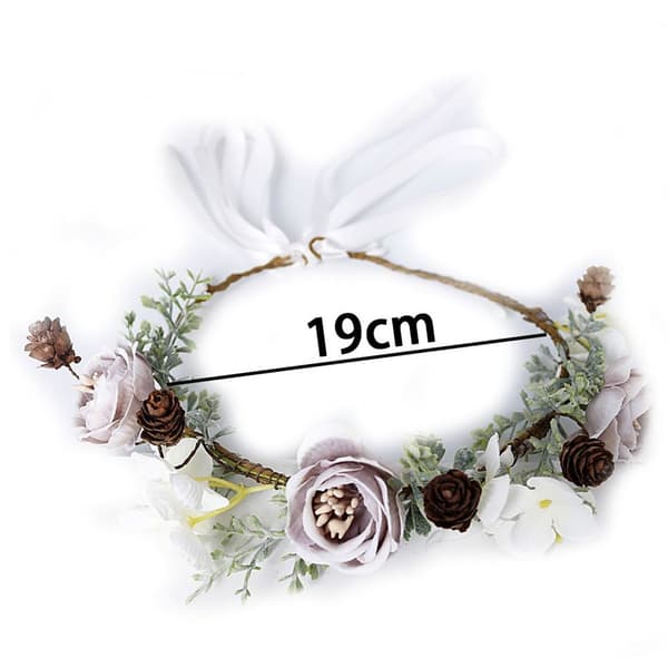 Boho Blomster Hodebånd Hårkrans Blomsterkrans Krone Halo Form3