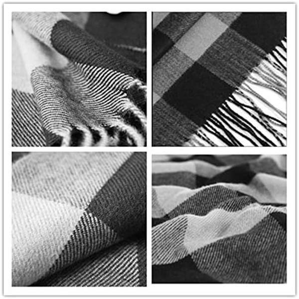 Herrar Halsdukar Klassisk Ankomst Vinter Check Scarf Tassel Kant Svart Grå