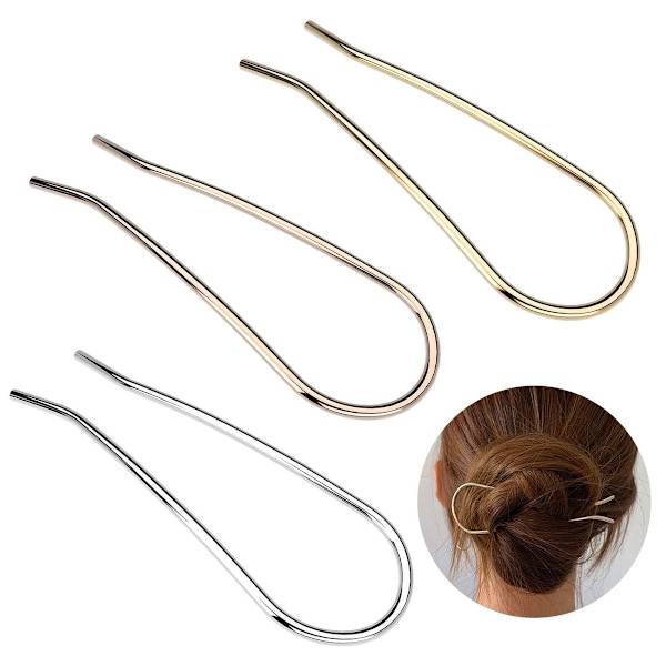 Metallhårgaffel Enkel U-formade hårpinnar Legering Guldpläterade bullar