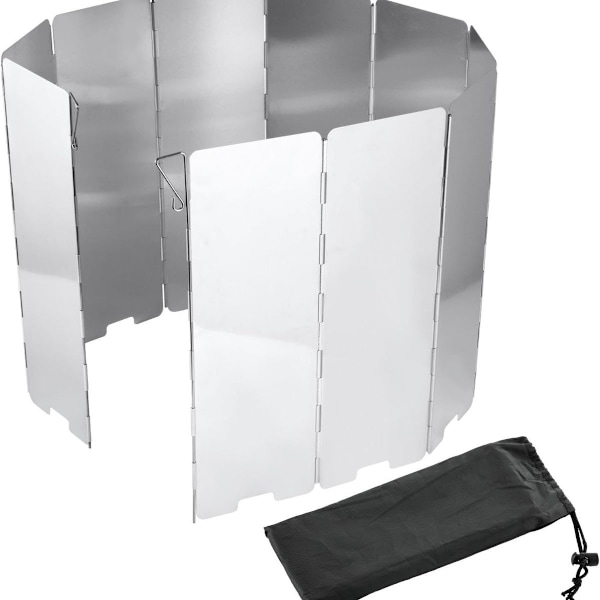 Gasskomfyr vindbeskyttelse høy 10 lameller laget av aluminium for camping og fotturer KLB