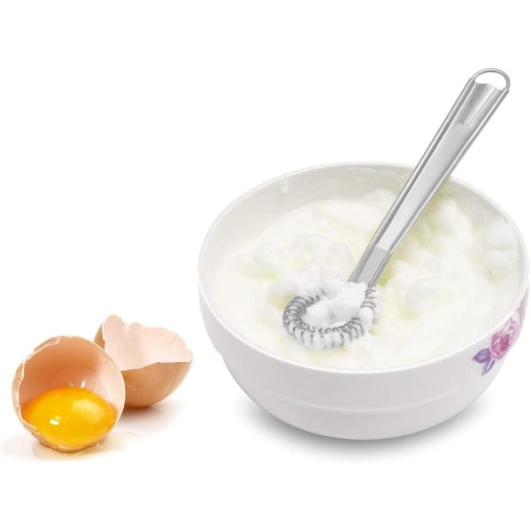 Spiral køkkenpisker i rustfrit stål Magisk ske-pisker Håndholdt mixer Skummer Cremet skummende skummer Rustfrit stål Mini mixer Omrører(Sølv)