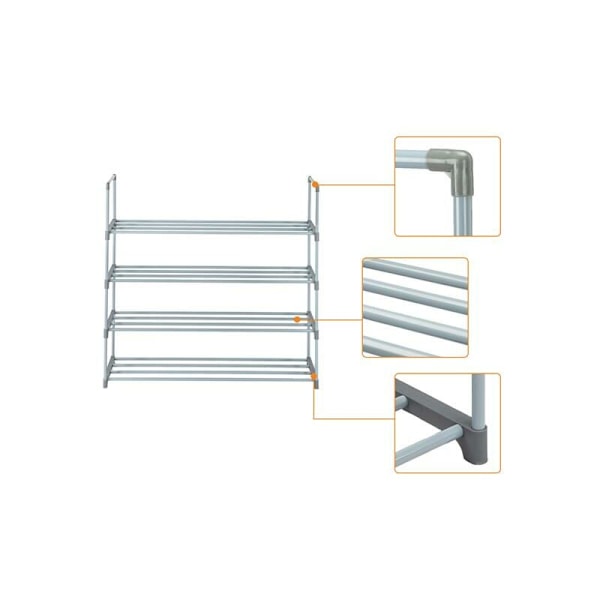 Skohylla, interlocking system, 4 nivåer, 20 par, HLP 90x84X30cm, Metallförvaring för vardagsrum, hall och korridor KLB