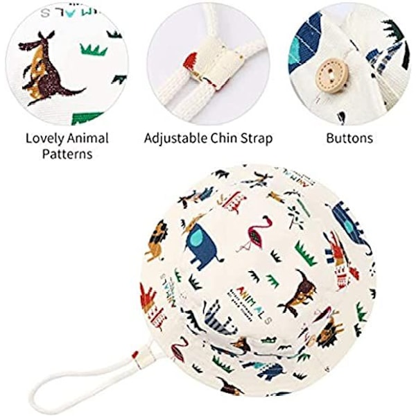 Vit djur bakgrund-Baby flicka barn unisex solhatt hopfällbar anti-uv solskydd strand solhatt kvinna