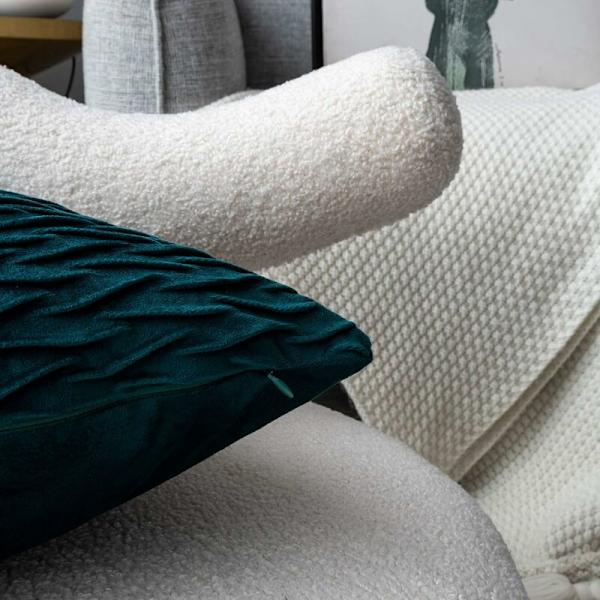 Fløjls pudebetræk 45x45cm til stue sofa, sæt med 6 ensfarvede firkantede pudebetræk soveværelse dekoration, blå grøn KLB