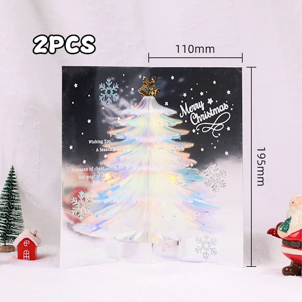 2-pack jul 3D gratulationskort Fantasy julgran välsignelse grön