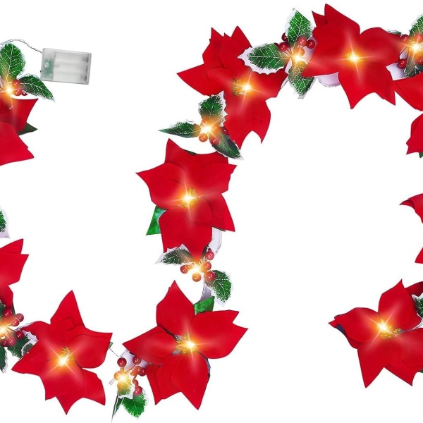 Julstjärnegarland med ljusslinga 8ft KLB