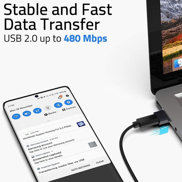 USB C hun til USB han adapterpakke med 3 [aluminiumshus, sort