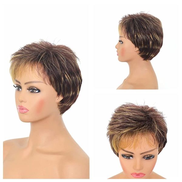 Kort blond parykk for kvinner
